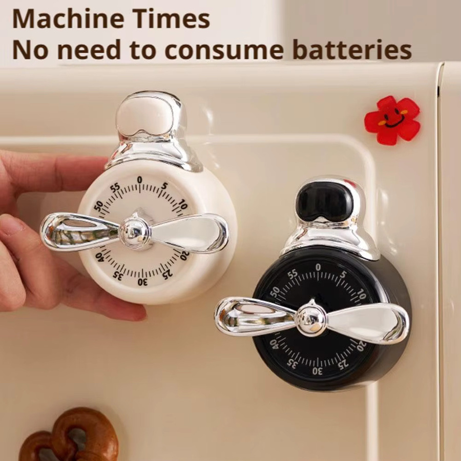 Venlohome Magnetischer Visueller Timer Mechanischer Küchentimer in Schwarz, Rund, Durchmesser: 10 cm, Tiefe: 9 cm - Bild 1