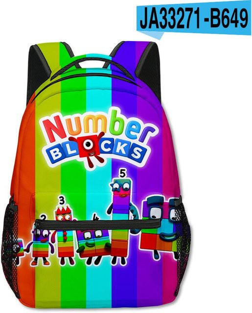 3-teiliges Schulrucksack-Set für Schüler aus Oxford-Stoff in Multicolour mit Schultasche, Schultergurt und Federmäppchen - Bild 1
