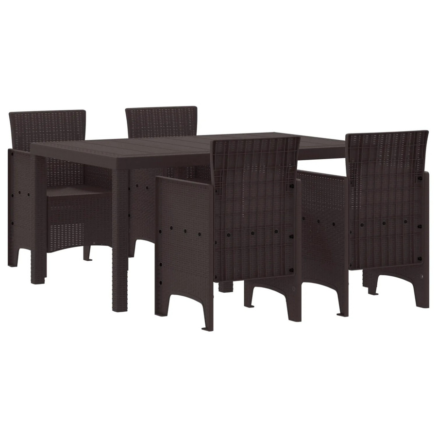 vidaXL 5-teiliges Garten-Essset aus braunem Poly-Rattan - Bild 2