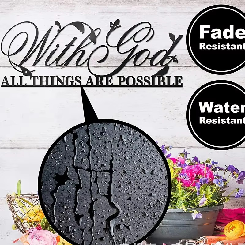 CIFBUY Metall Wandkunst mit Bibelvers Gott macht alle Dinge möglich als religiöse Wandskulptur zur Dekoration - Bild 4