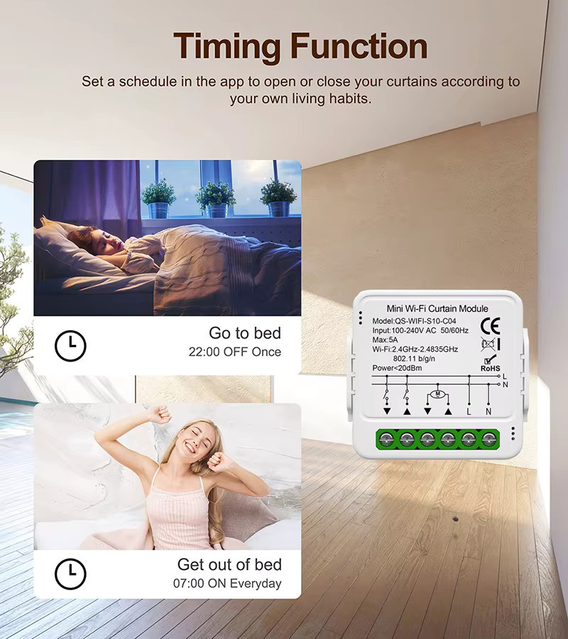 Tuya Smart Wifi ZigBee Vorhang Modul für Jalousien und Rollladen mit Alexa und Google Home Kompatibilität, Farbe: Weiß - Bild 2
