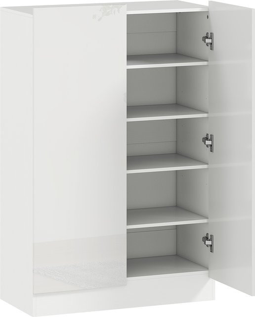 HOMCOM Schuhschrank mit 2 Türen in Glanzweiß, Schuhschrank für den Eingangsbereich mit verstellbaren Regalen und Belüftungslöchern, Platz für 20 Paar Schuhe, B/T/H: 72 x 34,5 x 103 cm, Aosom - Bild 1