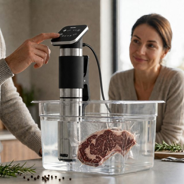 ROUNY Tender 1 Sous-Vide-Garer in Schwarz, 1300W IPX7 wasserdichter Tauchzirkulator mit Touch-Steuerung und Timer - Bild 1