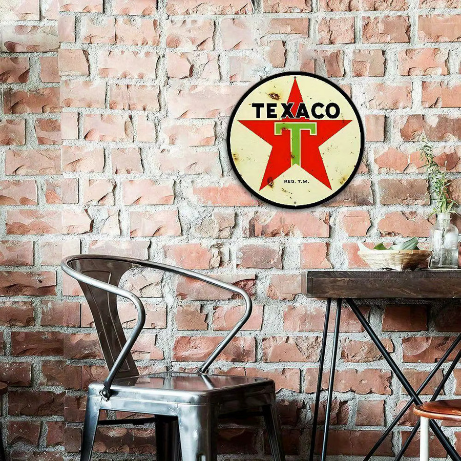 Potdemiel Vintage Texaco Red Star Metallschild rund in Rot für deine Wandgestaltung - Bild 5