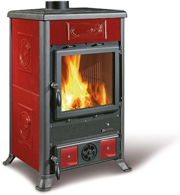 La Nordica Kaminofen Rosella R1 in Bordeauxrot mit 8,8 kW Leistung aus Keramik und Gusseisen - Bild 1
