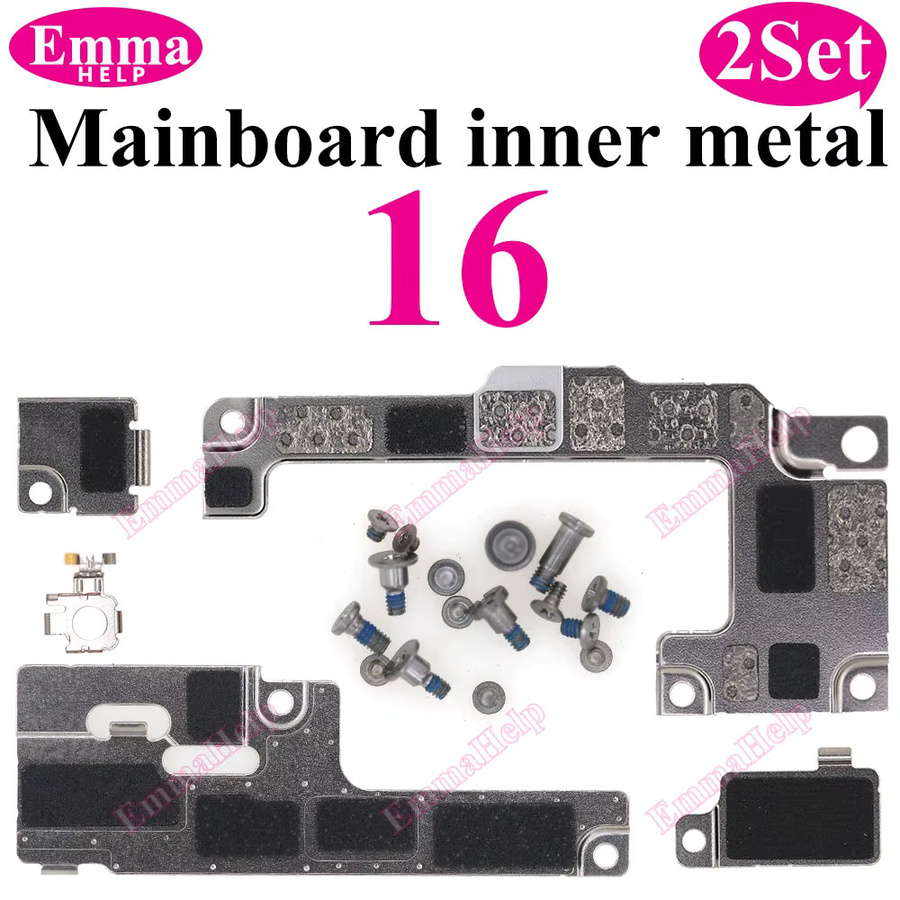 EmmaHelp 2er-Set interne Hauptplatinen-Eisenplattenschrauben für iPhone 16 15 14 13 Pro Max Akku-LCD-Anschluss-Fixierungsschild in Silber - Bild 2