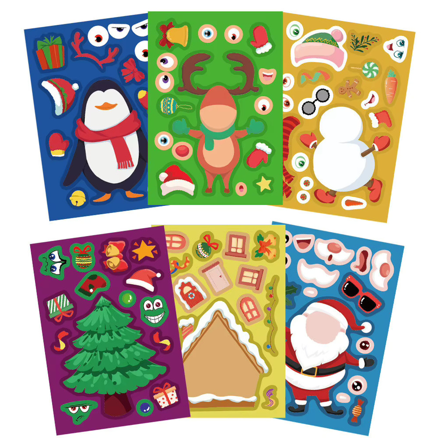 8 Stück Weihnachts-Cartoon-Puzzle-Aufkleber von BulingBulingStickers Store in Multicolour zur Dekoration von Tagebuch, Telefonhülle und Notizbuch für Kinder - Bild 3