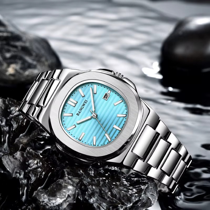 BANGWEI Chronograph, Quarz, Edelstahl, Blau, Herren - Bild 4