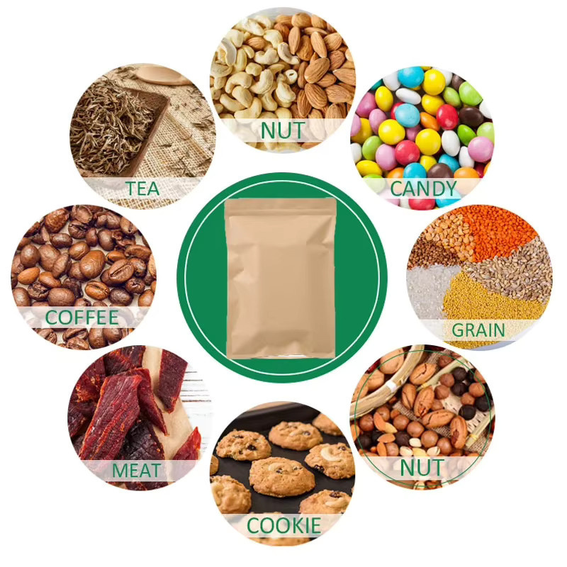 Braune Kraftpapier-Lebensmittelbeutel mit Aluminiumbeschichtung und flachem Boden, Reißverschluss und Heißsiegel-Funktion für Kaffee, Snacks und Geschenke, 20,0 g - Bild 5