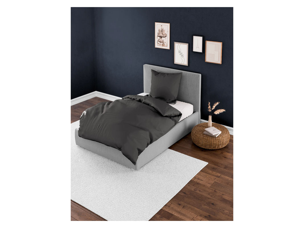 BIERBAUM Mako-Satin Bettwäsche Set aus Baumwolle in Grafit mit Bettbezug und Kissenbezug, B/T/H: 135 x 200 cm und 80 x 80 cm - Bild 2