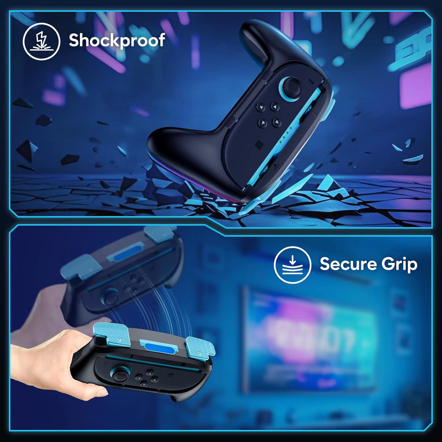 2er-Set Handgriffe für Nintendo Switch Controller in Schwarz als Komfort-Halterungen und Schutzhüllen für dein Zubehör-Kit - Bild 4
