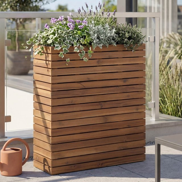 Pflanzkasten MCW-L21 Hochbeet aus Akazie Holz in Hellbraun, B/T/H: 77 x 63 x 23 cm - Bild 1
