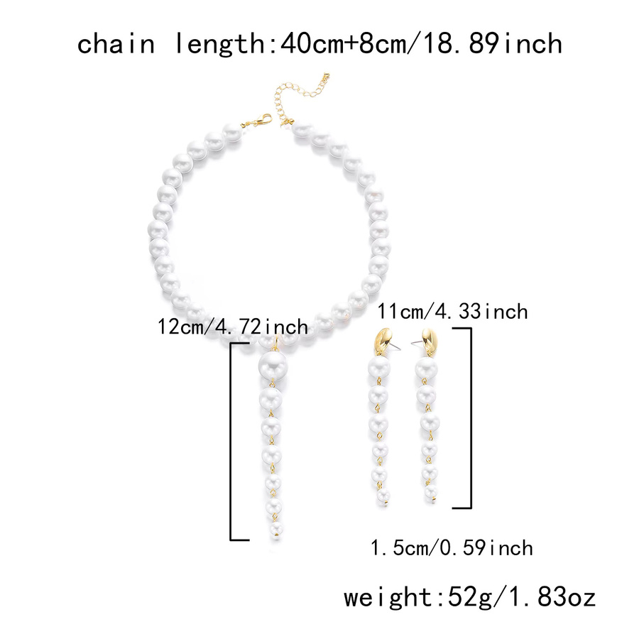 Rinhoo Schmuck-Set, Halskette und Ohrringe, Perle, Gold, Damen - Bild 4