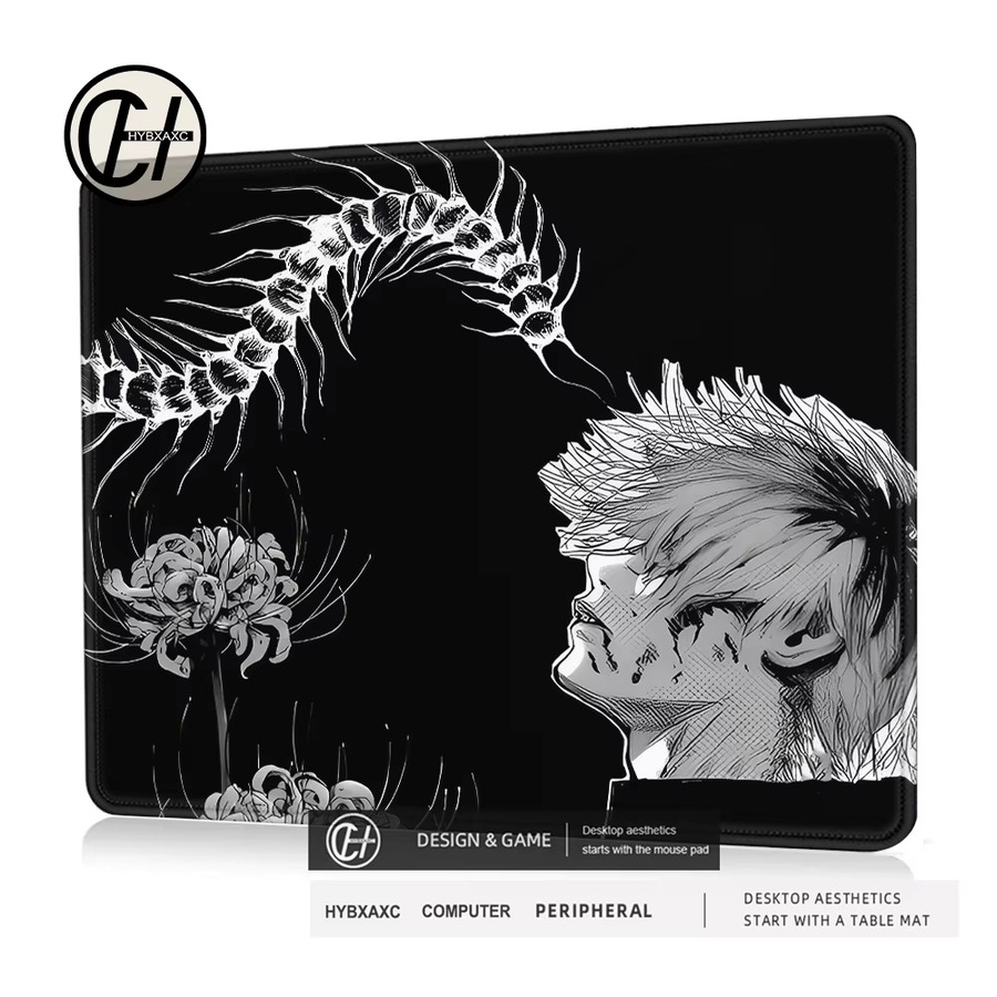 HYBXAXC Speed Esports Mauspad Kaneki Ken Anime Design Wasserdicht, B/B/H: 45 x 40 cm, Schwarz-Weiß - Bild 4