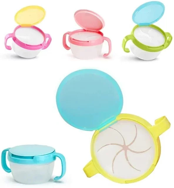 XUNYI Snackbecher aus Glas und Kunststoff mit Doppelgriff und auslaufsicherem Deckel, Snackbox für Kinder in Blau und Multicolour - Bild 1