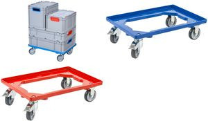 Allit Transportroller ProfiPlus EuroRoll OB 600, blauer Kunststoffrahmen mit 2 Lenkrollen - Bild 1