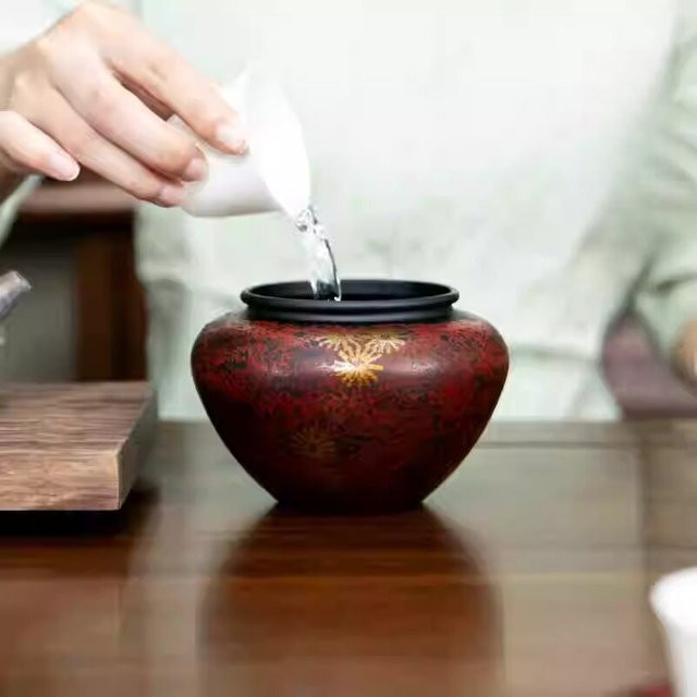 Jianshui Mini-Teetasse aus Eisen in Rotgold mit Rost-Optik für Chaxi-Teesets - Bild 1