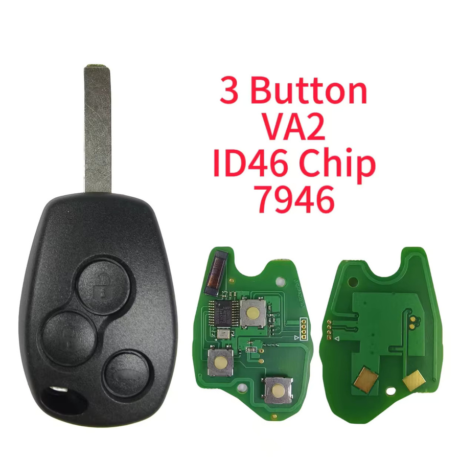 QCONTROL Fernbedienungsschlüssel für Renault und Dacia mit 2/3-Tasten, 433MHz, PCF7947/7946/7961 46/4A Chip, Farbe: Schwarz - Bild 1