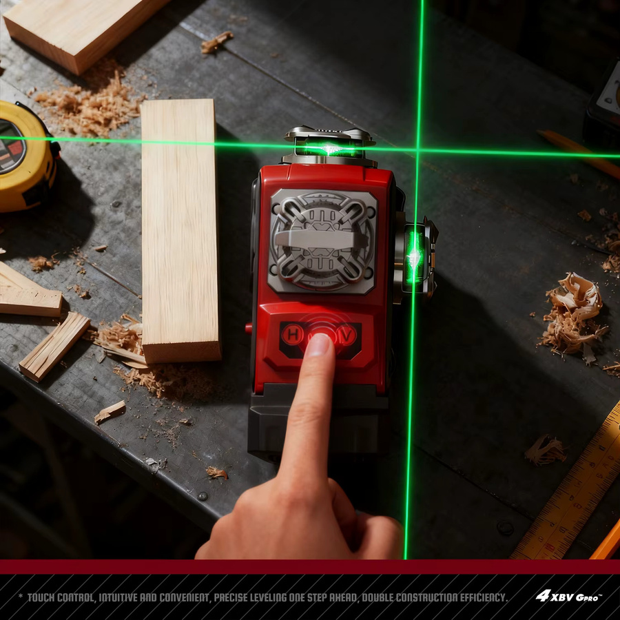 YEVOLT Grüner Laser-Nivellierer YVGLL4CH16-Serie 4-Ebenen 16-Linien Selbstnivellierend 360° 4D Elektrowerkzeug Messinstrument mit Stativ in Grün - Bild 3