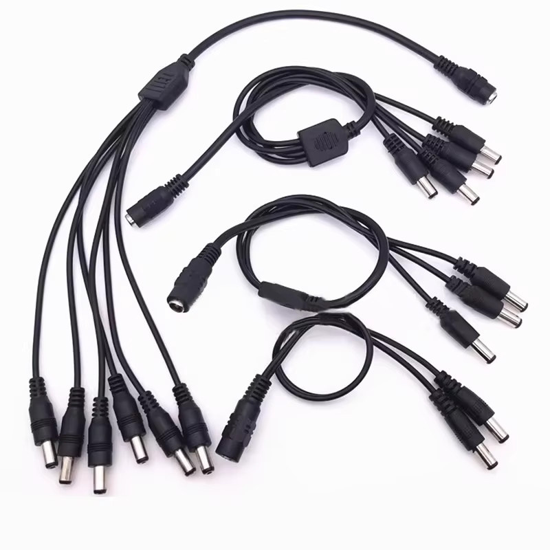 DC Power Splitter Adapter für CCTV-Kameras, 1 Buchse auf mehrere Stecker, Schwarz, 2,1 x 5,5 mm - Bild 2