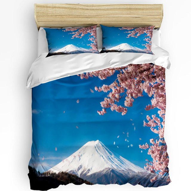 Lodestar 3-teiliges Bettwäsche-Set mit Japanischem Geisha-Karpfen-Ahornblatt-Motiv in Blau, Bettbezug und Kissenbezüge, B/H: 150 x 200 cm - Bild 1