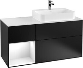 V&B Waschtischunterschrank Finion mit Wandbeleuchtung, Blau lackiert, Breite: 120 cm - Bild 1