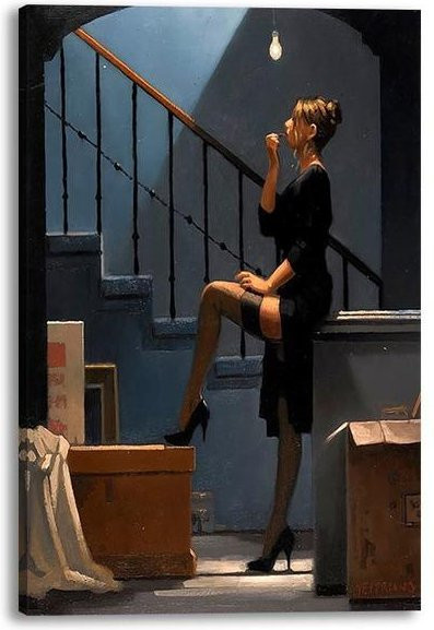 Jack Vettriano Porträt Leinwandmalerei Set aus drei Wandpostern in Schwarz und Multicolour, B/H: 21 x 30 cm - Bild 1