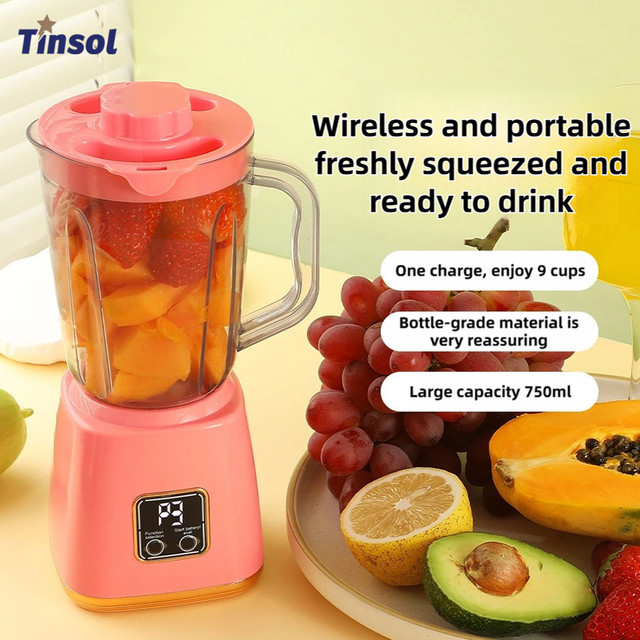 TINSOL Elektrischer Entsafter und tragbarer Smoothie-Mixer mit 10-Klingen in Weiß - Bild 1