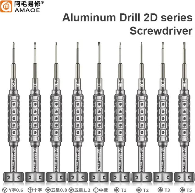 AMAOE 2D-Aluminium-Bohrschraubendreher-Set für IP und Android, universeller Bolzentreiber aus S2-Legierung in Silber - Bild 1
