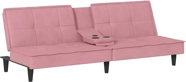 vidaXL Schlafsofa mit Schlaffunktion aus Rosa Samt und Holzrahmen mit Getränkehaltern - Bild 1
