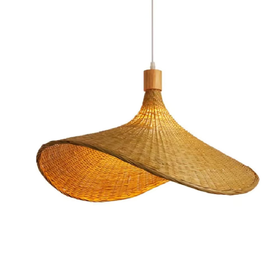 JOYINLED Moderne Bambusleuchte aus Rattan in Braun, Kreativer chinesischer Hutschirm als Pendelleuchte für den Innenbereich, Durchmesser: 30 cm, 50 cm, 70 cm - Bild 3