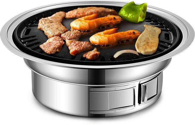 TOMTOP JMS Tragbarer Koreanischer Holzkohlegrill aus Edelstahl in Silber - Bild 1