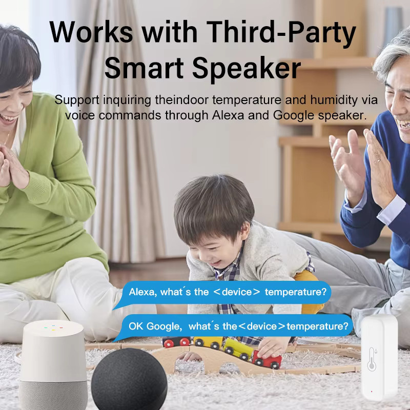 Tuya WiFi Temperatur und Feuchtigkeit Sensor mit App-Fernsteuerung für Smart Home, kompatibel mit SmartLife, Yandex und Alexa, Weiß - Bild 2