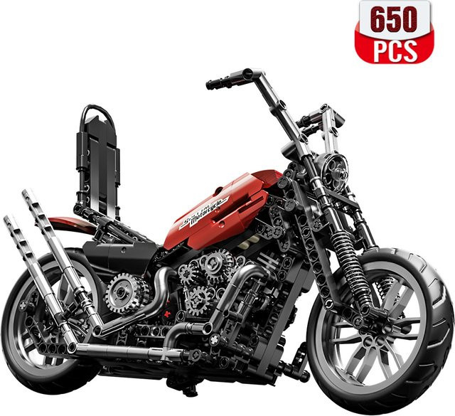 SEMBO BLOCK Harley-Davidson Fat Boy Motorrad-Bausatz, Schwarz - Bild 1