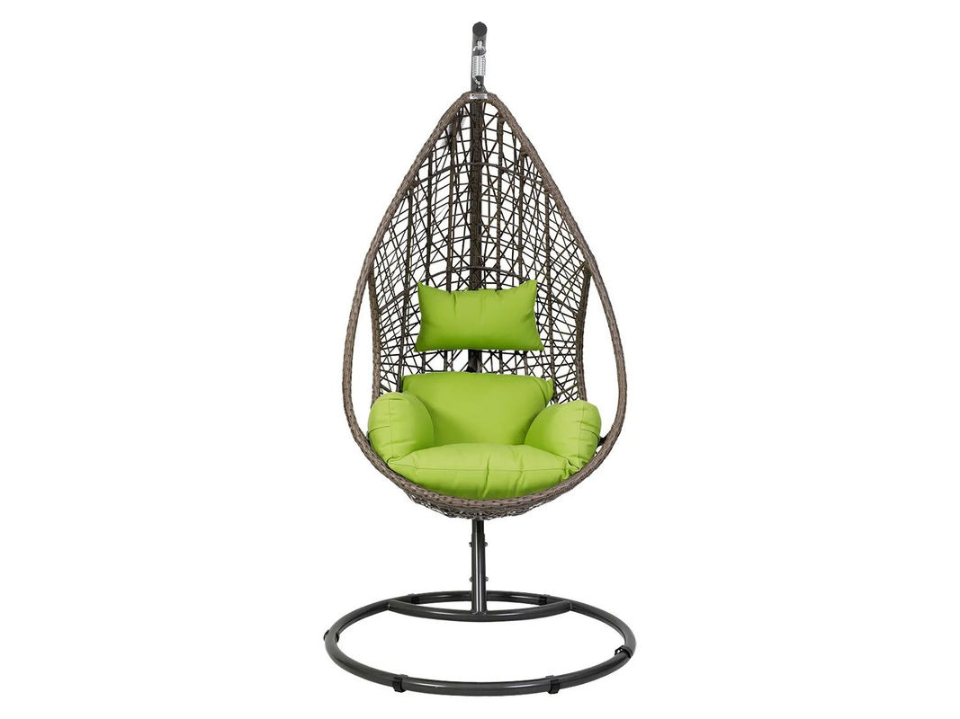 Greemotion Hängesessel Kuba in Grün und Braun mit Auflagen aus Rattan und Stahl, B/T/H: 103 x 103 x 208 cm - Bild 2