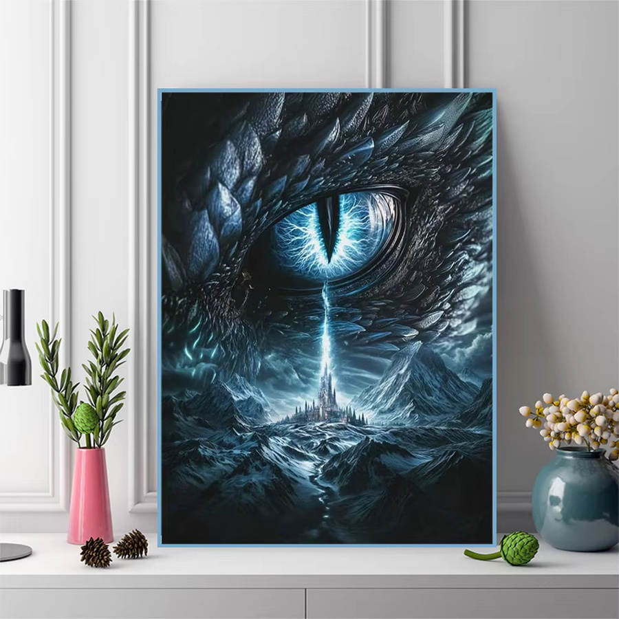 EverShine Diamond Painting DIY Set Dragon Eye Tier Motiv in Blau, B/H: 30 x 20 cm - Bild 3