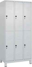 C+P Doppelstock-Spind Classic PLUS mit 3 Abteilen, Grau, H x B x T: 195 x 90 x 50 cm - Bild 1