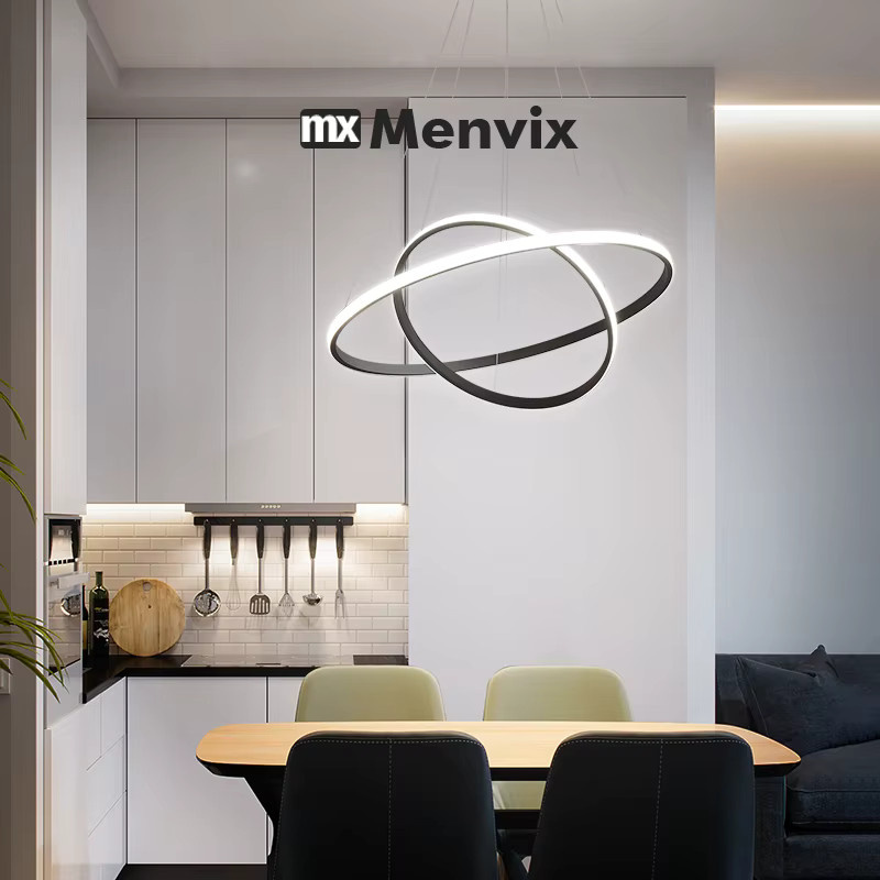 Menvix Moderne LED Anhänger Lampe in Weiß mit Ring-Design für Wohnzimmer, Esszimmer und Küche - Bild 4