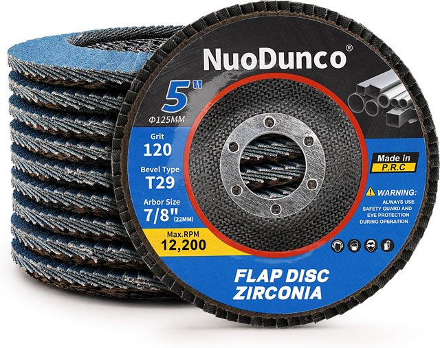 NuoDunco Fächerscheiben 5-Zoll Set, 5 Stück, Blau, Durchmesser: 125 mm, zum Entgraten und Polieren von Metall und Holz - Bild 1