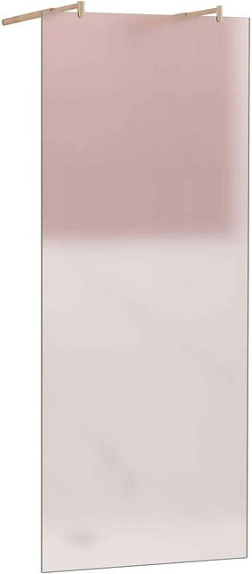 AICA Walk-in Duschwand mit 2 Stabilisierungsstangen aus Milchglas, B: 100 cm, H: 200 cm, Glasstärke: 10 mm - Bild 1