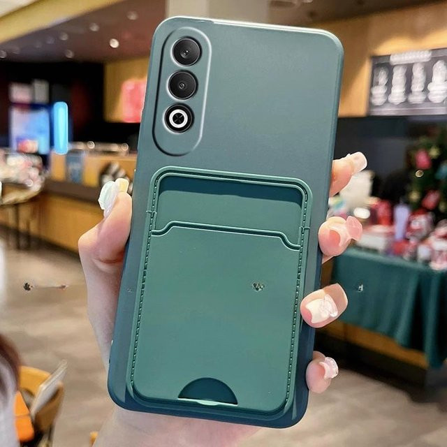 OnePlus Nord Kartensteckplatz Geldbörse Halter Hülle aus mattem weichem Silikon in Grün für OnePlus Nord CE 4 ACE Ultra Racing ACE Pro ACE 5 - Bild 1