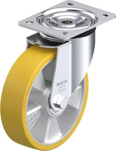 Blickle L-ALTH 180K Lenkrolle in Silber und Gelb mit 180 mm Rad-Durchmesser und 400 kg Tragfähigkeit - Bild 1