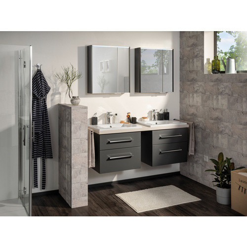 Fackelmann Spiegelschrank Denver Anthrazit mit LED-Beleuchtung und Softclose Türen B/H/T: 60 x 68,5 x 16 cm - Bild 2