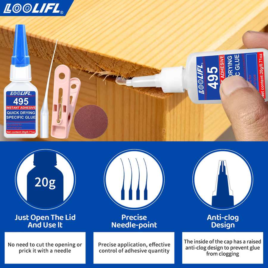 LOOLIFL Super Wood Glue 495/1-5 Metallkleber für Metall und Kunststoff, transparent, 20 g - Bild 3