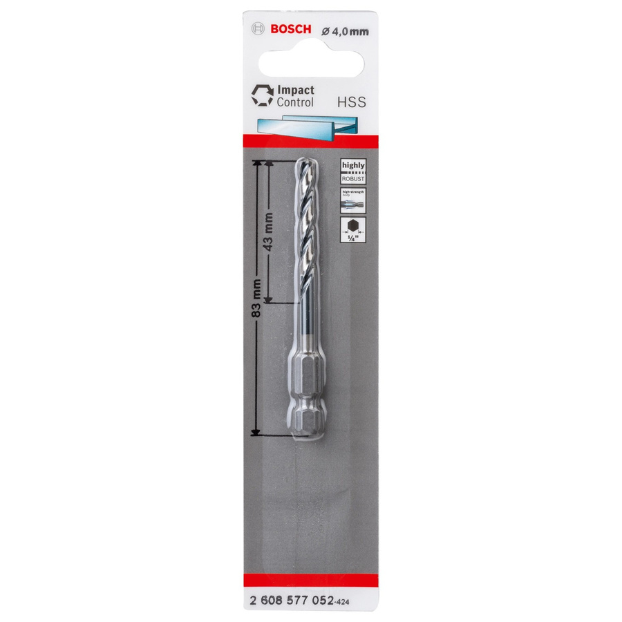 Bosch HSS Spiralbohrer Impact Control in Silber mit Sechskantschaft Durchmesser: 4 mm, Länge: 83 mm, Breite: 43 mm - Bild 3