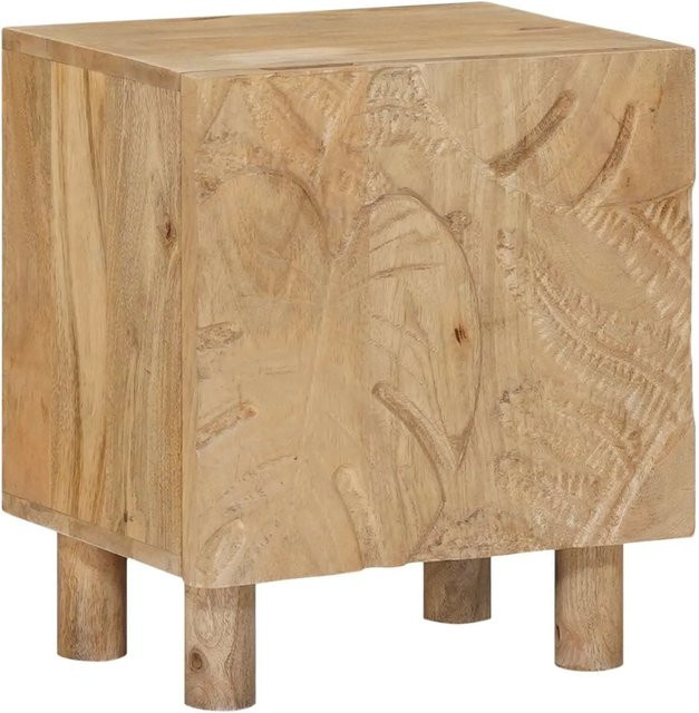 vidaXL Nachttisch aus Massivholz Mango in Braun mit Blättermuster B/T/H: 40 x 30 x 45 cm - Bild 1