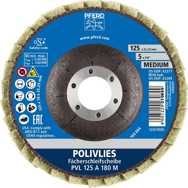 PFERD Vlieswerkzeug PVL 125 mm für Winkelschleifer, 180 m Laufleistung - Bild 1