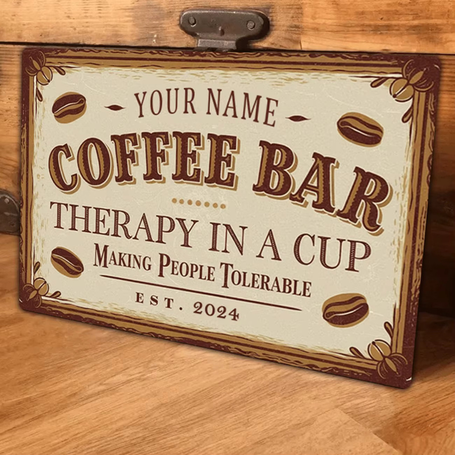 Personalisiertes Vintage-Metallschild von CIFBUY in Weiß für Kaffeebars und zur Dekoration von Zuhause oder Geschäften - Bild 2