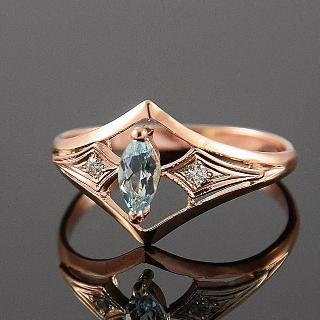 Huitan Ring, Roségoldfarben, Kupfer, Zirkonia, Damen - Bild 1