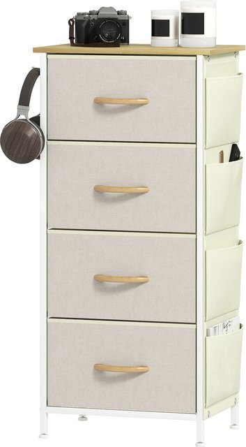 HOMCOM Schubladenschrank aus Stoff und Stahl mit 4 faltbaren Schubladen, 4 Taschen und 2 Haken, Beige, B/T/H: 45 x 30 x 94,5 cm - Bild 1
